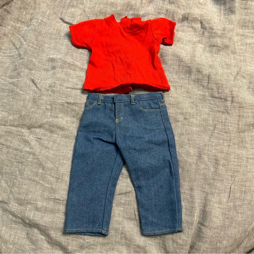 Vintage Pleasant Co American Girl Girl of Today Red Top Blue Jeans Doll Outfit